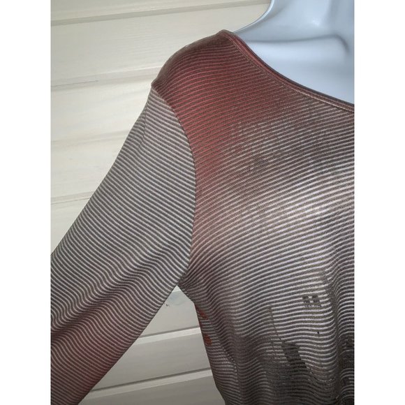 Christopher Banks Sz MEDIUM Taupe Rusty Red Knit Pullover Tunic Bling Floral EUC - Picture 5 of 11